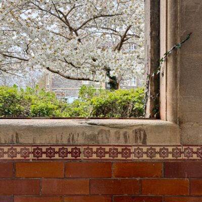 Beautiful tiled detail in a window at former Glenside Hospital, now UWE campus university