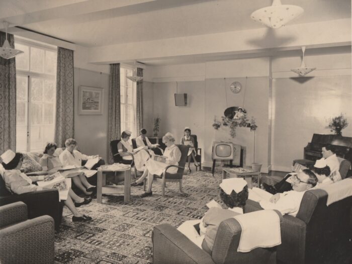 Nurses lounge at Glenside Hospital, which looks like a residential home environment