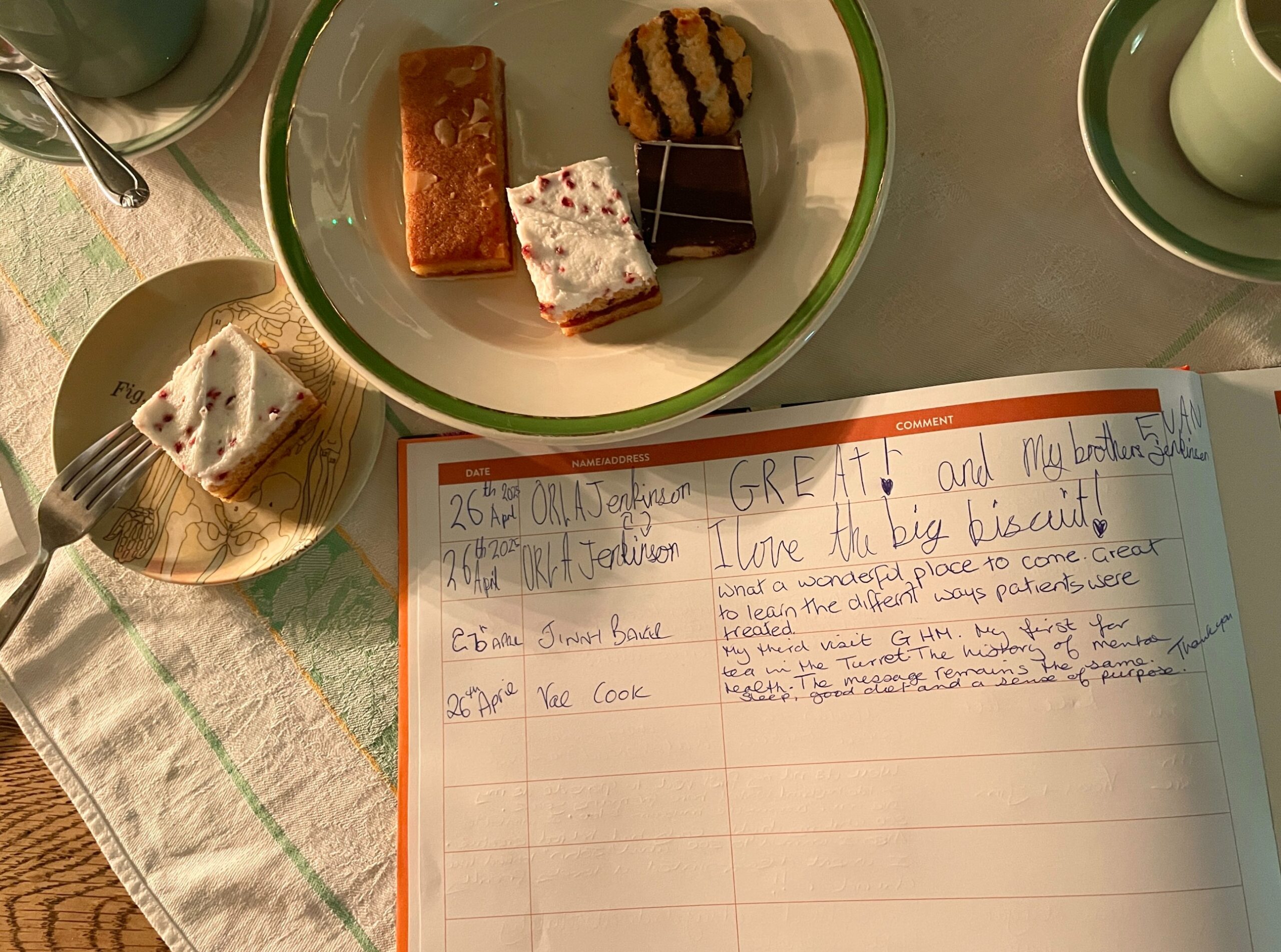 Tea in the turret cute feedback from Orla about the big digestive biscuit 30-04-2025